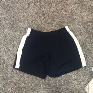 Navy blue shorts with stripes